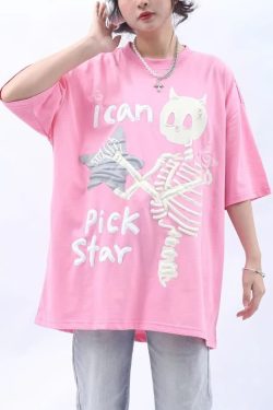 Y2K Pastel Goth Skeleton T-Shirt - Retro 90s Grunge, Summer Y2K Outfits, Baby Tees Y2K