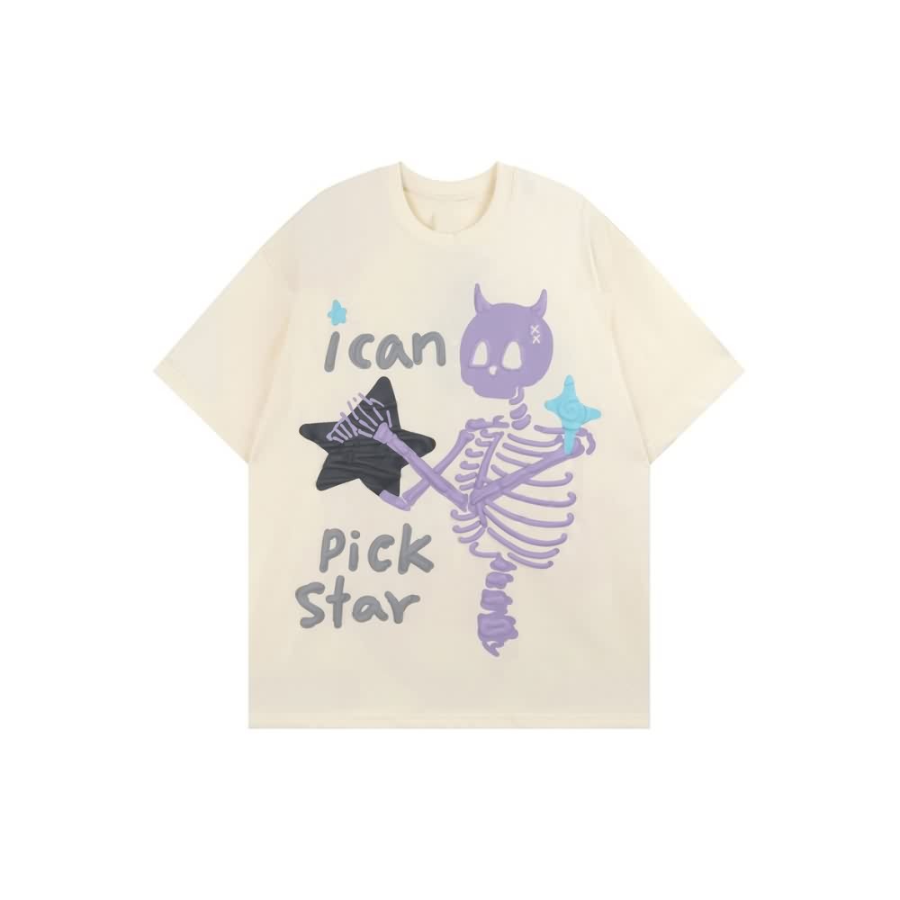 Y2K Pastel Goth Skeleton T-Shirt - Retro 90s Grunge, Summer Y2K Outfits, Baby Tees Y2K