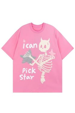 Y2K Pastel Goth Skeleton T-Shirt - Retro 90s Grunge, Summer Y2K Outfits, Baby Tees Y2K