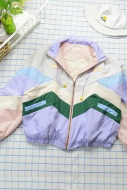 Y2K Pastel Punk Windbreaker Jacket - Retro 90s Grunge, Summer Y2K Outfits, Y2K Fashion