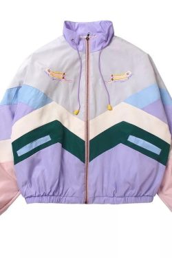 Y2K Pastel Punk Windbreaker Jacket - Retro 90s Grunge, Summer Y2K Outfits, Y2K Fashion
