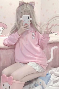 Y2K Pink Anime Hoodie - Retro 90s Grunge, Summer Y2K Outfits, Pastel Goth, Y2K Club Fashion