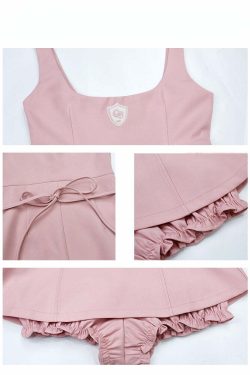 Y2K Pink Blouse Suspender Dress Set - Retro 90s Grunge Summer Outfit, Y2K Party & Club Fashion