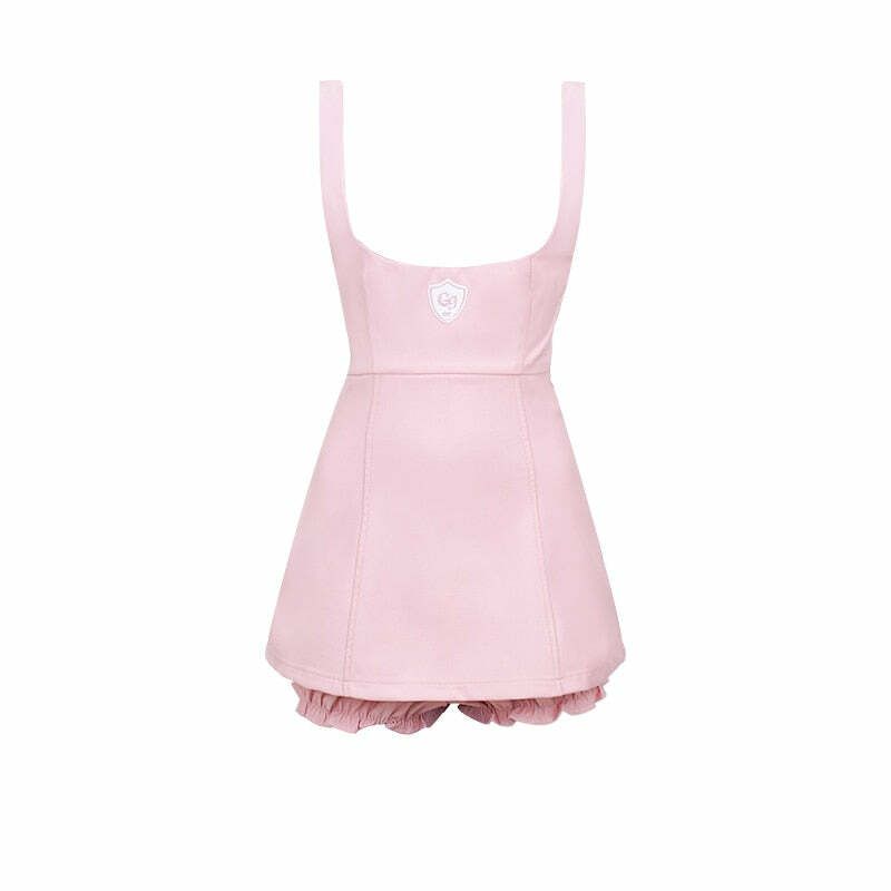 Y2K Pink Blouse Suspender Dress Set - Retro 90s Grunge Summer Outfit, Y2K Party & Club Fashion