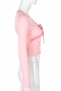 Y2K Pink Bow Crop Top - 90s Grunge, Retro Summer, Pastel Goth, Party & Club Outfits