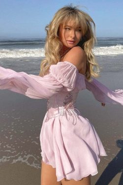 Y2K Pink Corset Mini Dress Set - 90s Grunge, Retro, Pastel Goth, Y2K Party & Club Outfits