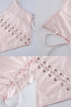 Y2K Pink Corset Mini Dress Set - 90s Grunge, Retro, Pastel Goth, Y2K Party & Club Outfits