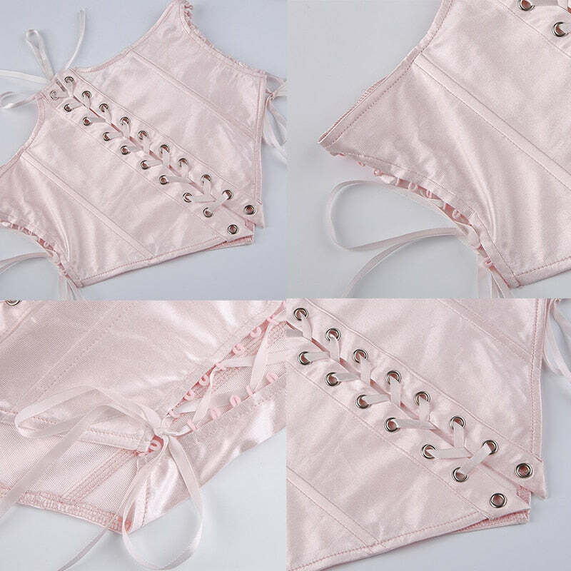 Y2K Pink Corset Mini Dress Set - 90s Grunge, Retro, Pastel Goth, Y2K Party & Club Outfits