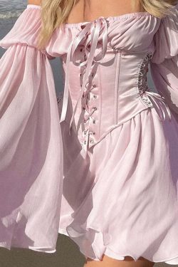 Y2K Pink Corset Mini Dress Set - 90s Grunge, Retro, Pastel Goth, Y2K Party & Club Outfits