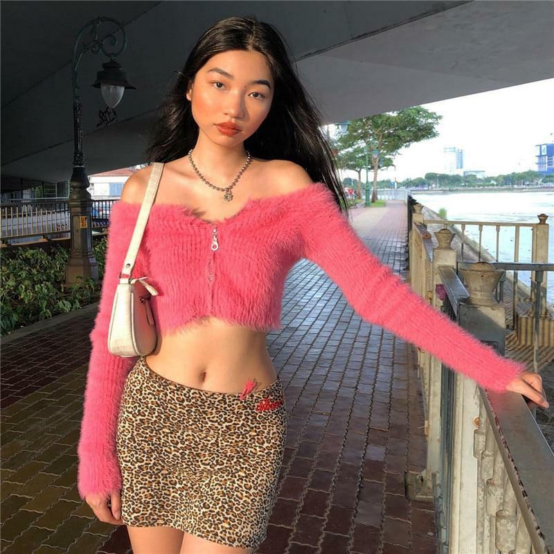Y2K Pink Fur Crop Top - 90s Grunge, Retro Summer, Party & Club Outfits, Baby Tees, Y2K