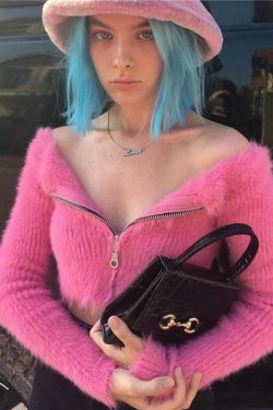 Y2K Pink Fur Crop Top - 90s Grunge, Retro Summer, Party & Club Outfits, Baby Tees, Y2K