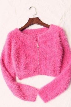 Y2K Pink Fur Crop Top - 90s Grunge, Retro Summer, Party & Club Outfits, Baby Tees, Y2K