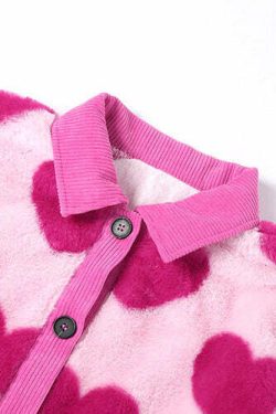 Y2K Pink Hearts Soft Jacket - Retro 90s Grunge, Summer Y2K Outfits, Pastel Goth Fashion