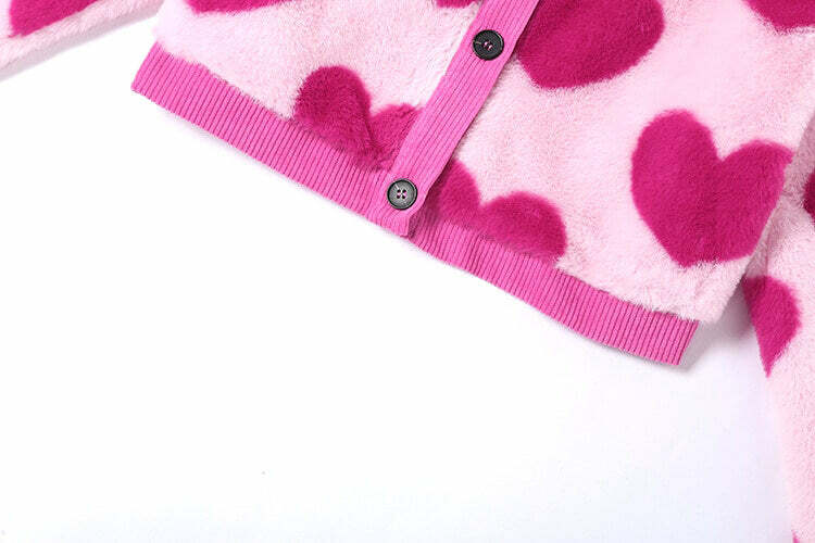 Y2K Pink Hearts Soft Jacket - Retro 90s Grunge, Summer Y2K Outfits, Pastel Goth Fashion