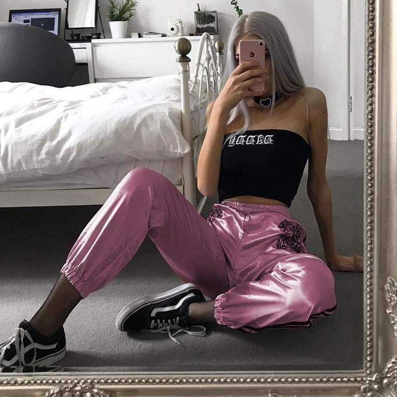 Y2K Pink Hip Hop Pants - 90s Grunge, Retro Style, Summer Y2K Outfits, Y2K Fashion Essentials