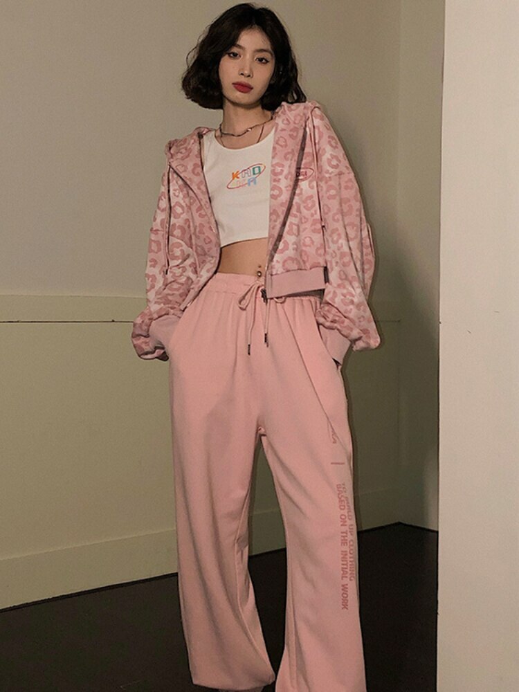 Y2K Pink Leopard Hoodie Jacket - Retro 90s Grunge, Y2K Summer Outfits, Y2K Club Fashion