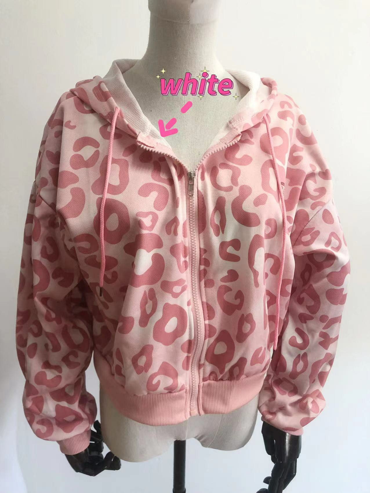 Y2K Pink Leopard Hoodie Jacket - Retro 90s Grunge, Y2K Summer Outfits, Y2K Club Fashion