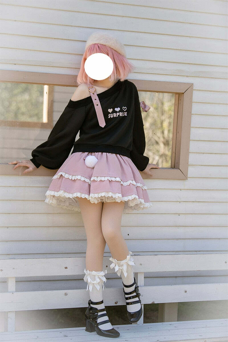 Y2K Pink Lolita Skirt - 90s Grunge, Retro Summer Outfit, Pastel Goth, Y2K Fashion