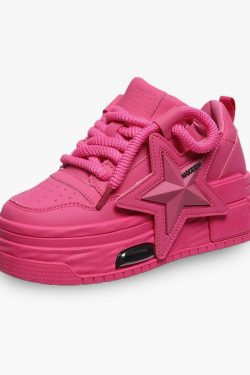 Y2K Pink Platform Sneakers - Retro 90s Grunge, Summer Outfits, Club & Party Fashion
