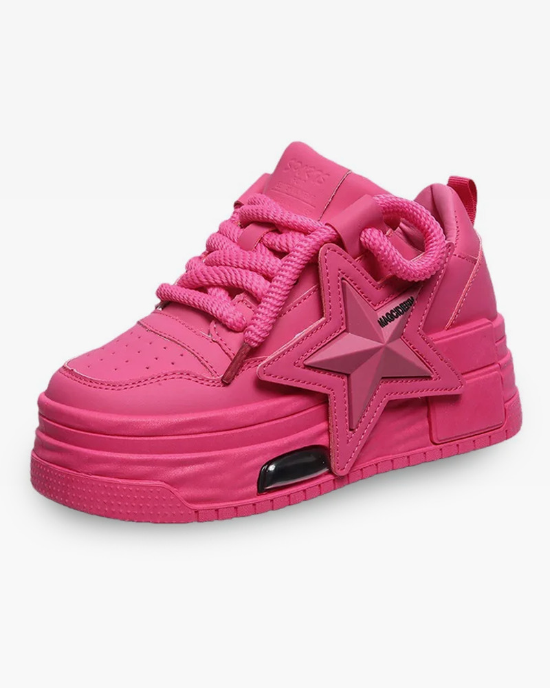 Y2K Pink Platform Sneakers - Retro 90s Grunge, Summer Outfits, Club & Party Fashion