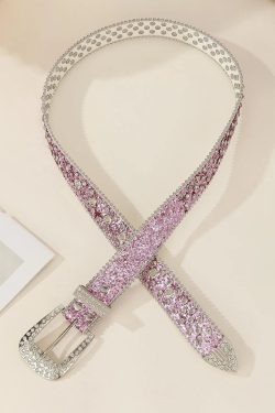 Y2K Pink Rhinestone Belt - Perfect for Y2K Summer, 90s Grunge, and Retro Party Outfits