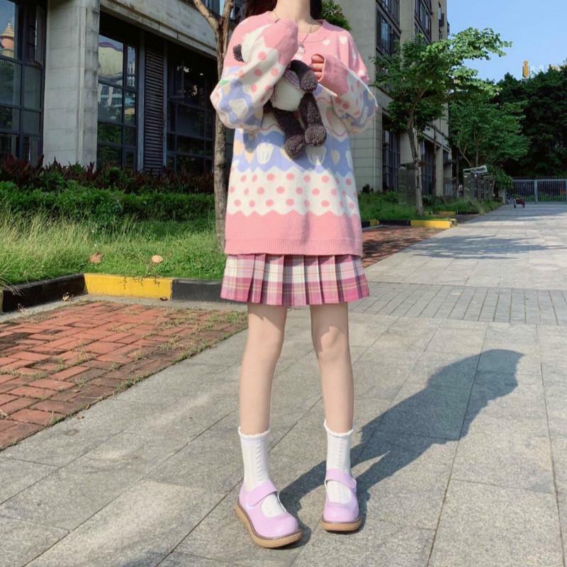 Y2K Pink Strawberry Sweater - 90s Grunge, Retro Summer, Pastel Goth, Y2K Fashion