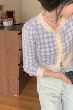 Y2K Plaid Button Cardigan - Retro 90s Grunge, Summer Outfits, Y2K Fashion, Pastel Goth Style