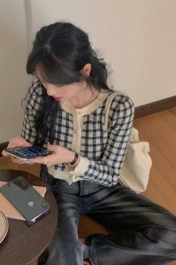 Y2K Plaid Button Cardigan - Retro 90s Grunge, Summer Outfits, Y2K Fashion, Pastel Goth Style