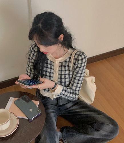 Y2K Plaid Button Cardigan - Retro 90s Grunge, Summer Outfits, Y2K Fashion, Pastel Goth Style