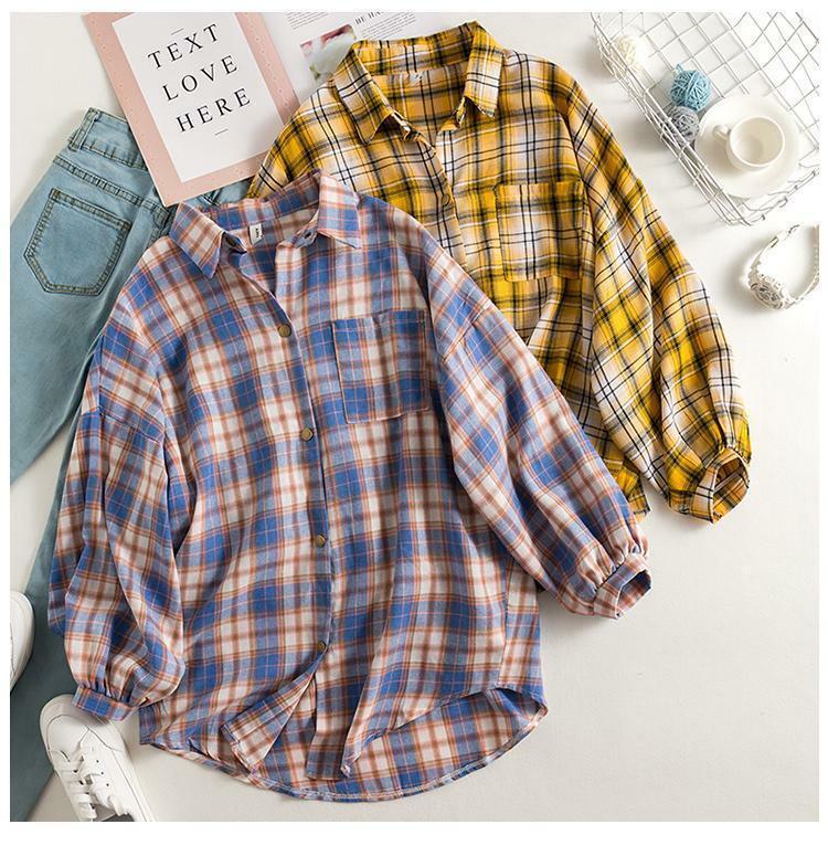 Y2K Plaid Button Up Shirt - 90s Grunge, Retro Summer Outfit, Y2K Fashion for Women