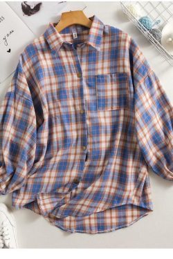 Y2K Plaid Button Up Shirt - 90s Grunge, Retro Summer Outfit, Y2K Fashion for Women