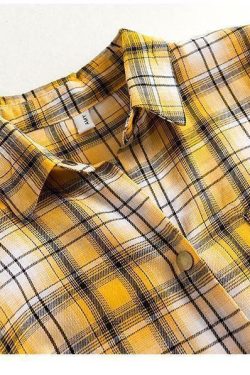 Y2K Plaid Button Up Shirt - 90s Grunge, Retro Summer Outfit, Y2K Fashion for Women