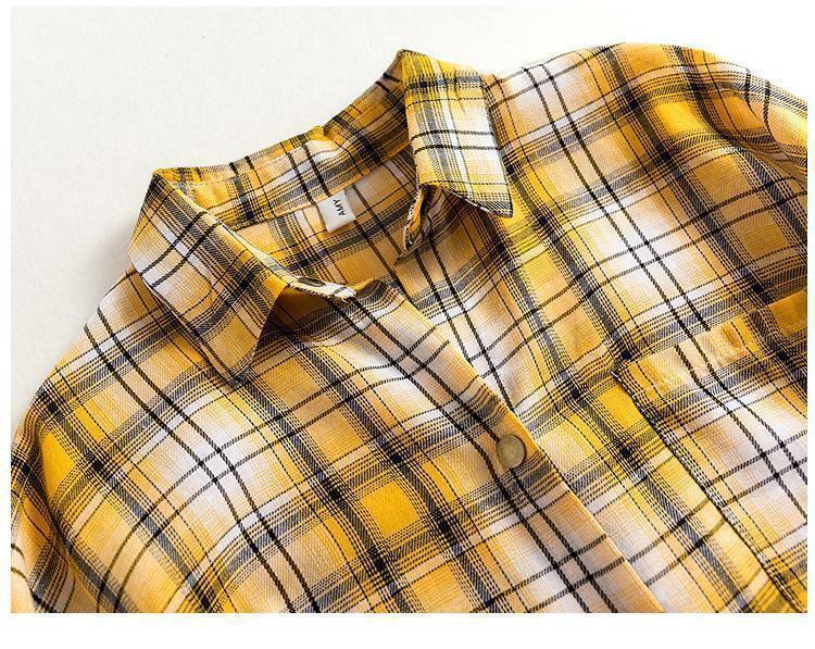 Y2K Plaid Button Up Shirt - 90s Grunge, Retro Summer Outfit, Y2K Fashion for Women