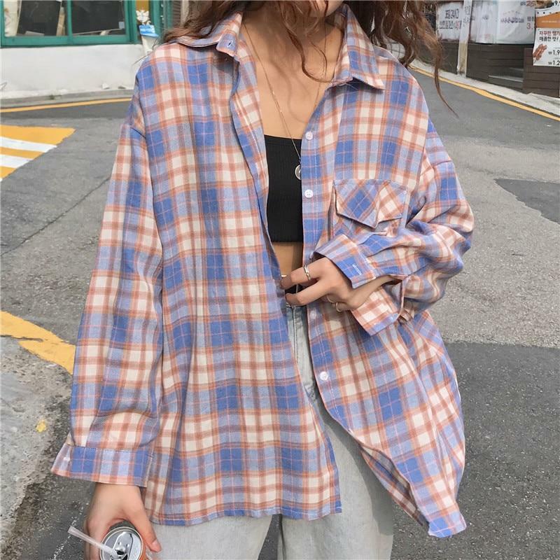 Y2K Plaid Button Up Shirt - 90s Grunge, Retro Summer Outfit, Y2K Fashion for Women
