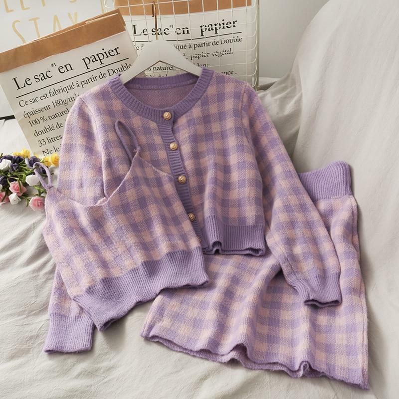 Y2K Plaid Three Piece Suit - 90s Grunge, Retro Summer Outfit, Y2K Party & Club Fashion