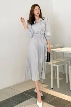 Y2K Pleated Long Dress - Retro 90s Grunge, Summer Party, Club & Popstar Outfits