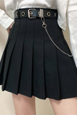 Y2K Pleated Skirt with Belt - Black | 90s Grunge, Retro, Summer & Party Outfits