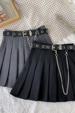 Y2K Pleated Skirt with Belt - Black | 90s Grunge, Retro, Summer & Party Outfits