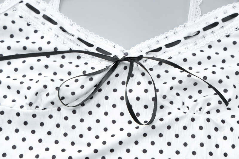 Y2K Polka-Dot Mini Skirt Set - Retro 90s Grunge Summer Outfit, Perfect for Y2K Parties