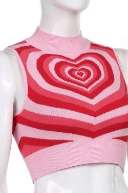 Y2K Powerpuff Heart Sweater Vest - Retro 90s Grunge, Pastel Goth, Summer Y2K Outfits