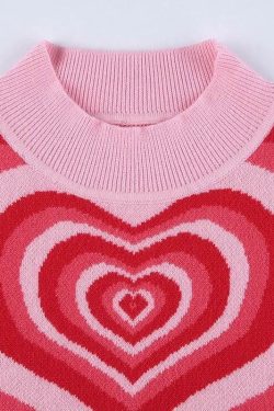 Y2K Powerpuff Heart Sweater Vest - Retro 90s Grunge, Pastel Goth, Summer Y2K Outfits