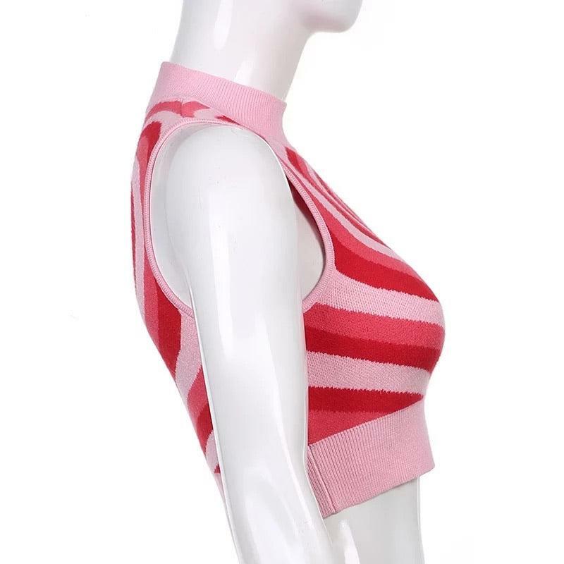 Y2K Powerpuff Heart Sweater Vest - Retro 90s Grunge, Pastel Goth, Summer Y2K Outfits