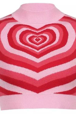 Y2K Powerpuff Heart Sweater Vest - Retro 90s Grunge, Pastel Goth, Summer Y2K Outfits