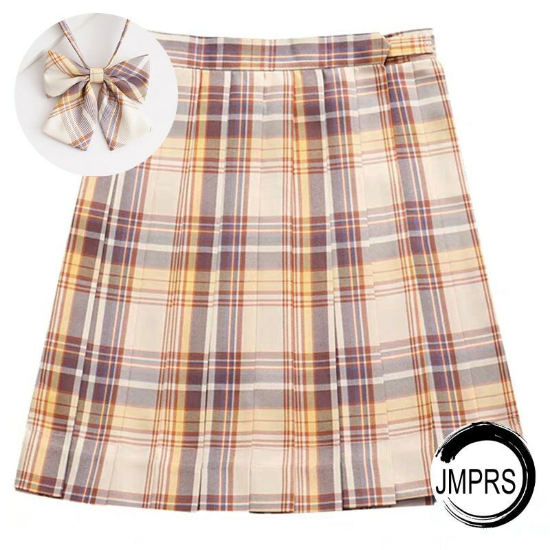 Y2K Preppy Pleated Plaid Skirt with Bow - Retro 90s Grunge Summer Outfit