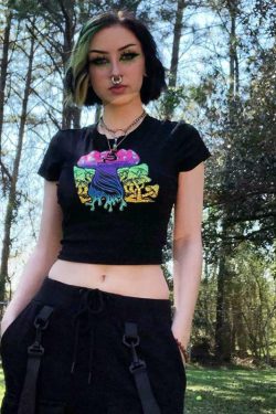 Y2K Psychedelic Mushroom Shirt - 90s Grunge, Retro Summer, Y2K Party & Club Outfits