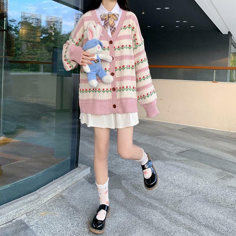 Y2K Purple Flower Cardigan - 90s Grunge, Retro Summer, Pastel Goth, Y2K Party Outfit