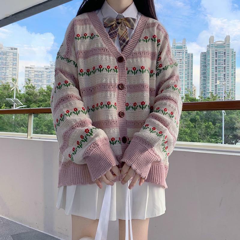 Y2K Purple Flower Cardigan - 90s Grunge, Retro Summer, Pastel Goth, Y2K Party Outfit