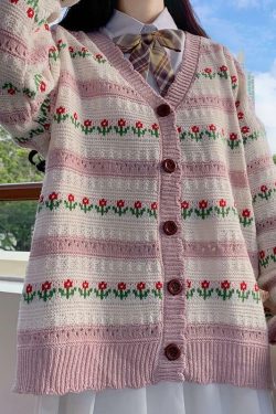 Y2K Purple Flower Cardigan - 90s Grunge, Retro Summer, Pastel Goth, Y2K Party Outfit