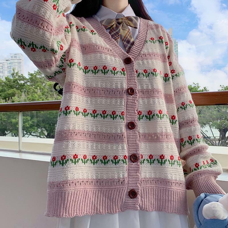 Y2K Purple Flower Cardigan - 90s Grunge, Retro Summer, Pastel Goth, Y2K Party Outfit
