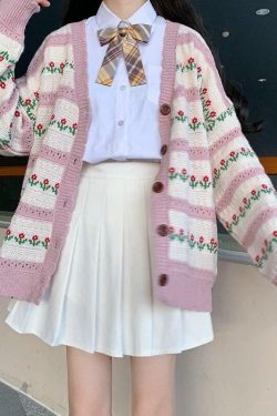 Y2K Purple Flower Cardigan - 90s Grunge, Retro Summer, Pastel Goth, Y2K Party Outfit